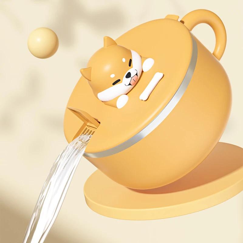 Большая емкость из нержавеющей стали для лапши быстрого приготовления с ручкой-вилкой, миска для фруктового салата, супа, кухонные принадлежности, столовые приборы