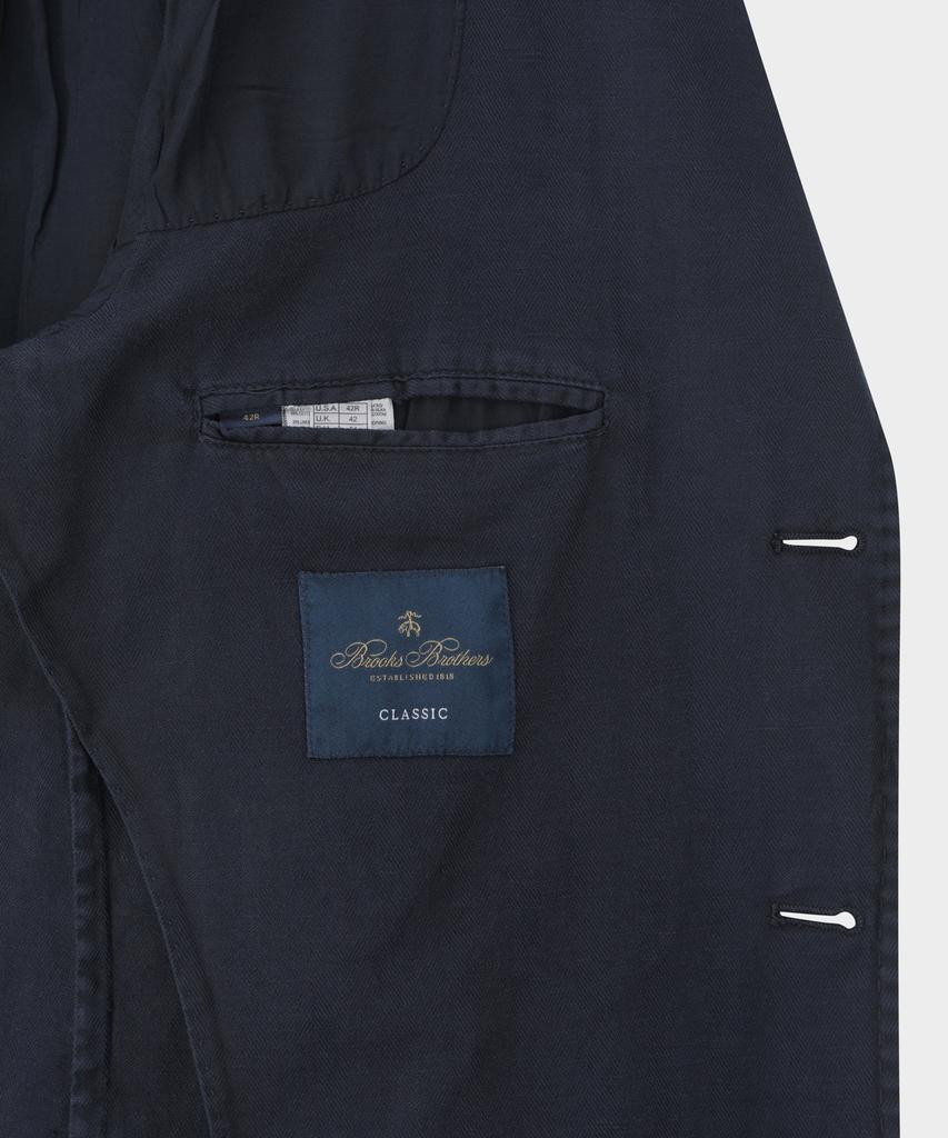BROOKS BROTHERS Cotton Linen Herringbone Jacket (Navy) (Bbjsmmg101)