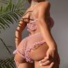 Женский модный сексуальный костюм из двух предметов, топ без косточек, беспроводной бюстгальтер, сексуальное нижнее белье, трусики