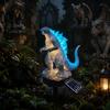 Courtyard Dragon Sculpture Solar Garden Light, Outdoor Sasquatch Statue Lamp, Fantasy Medieval Gothic Creature Sculpture, Pathway Light for Yard Lawn