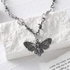 Cross-border Gothic Skull Moth Pendant Necklace with Barbed Wire Chain