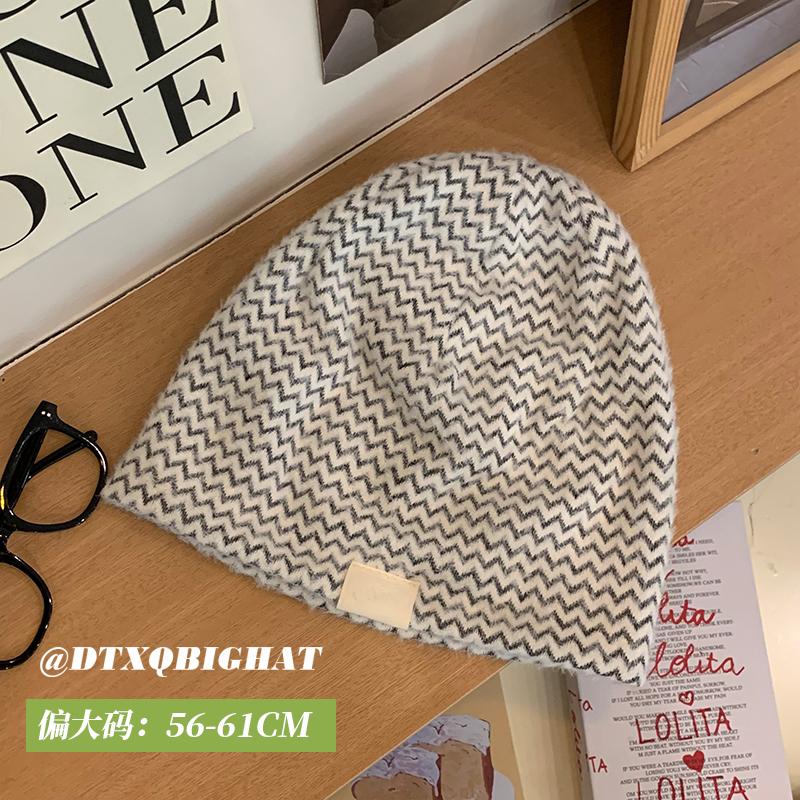 2024 осень и зима новая интернет-знаменитость шерстяная шапка большая окружность головы вязаная шапка женская теплая защитная шапка для ушей простая и модная