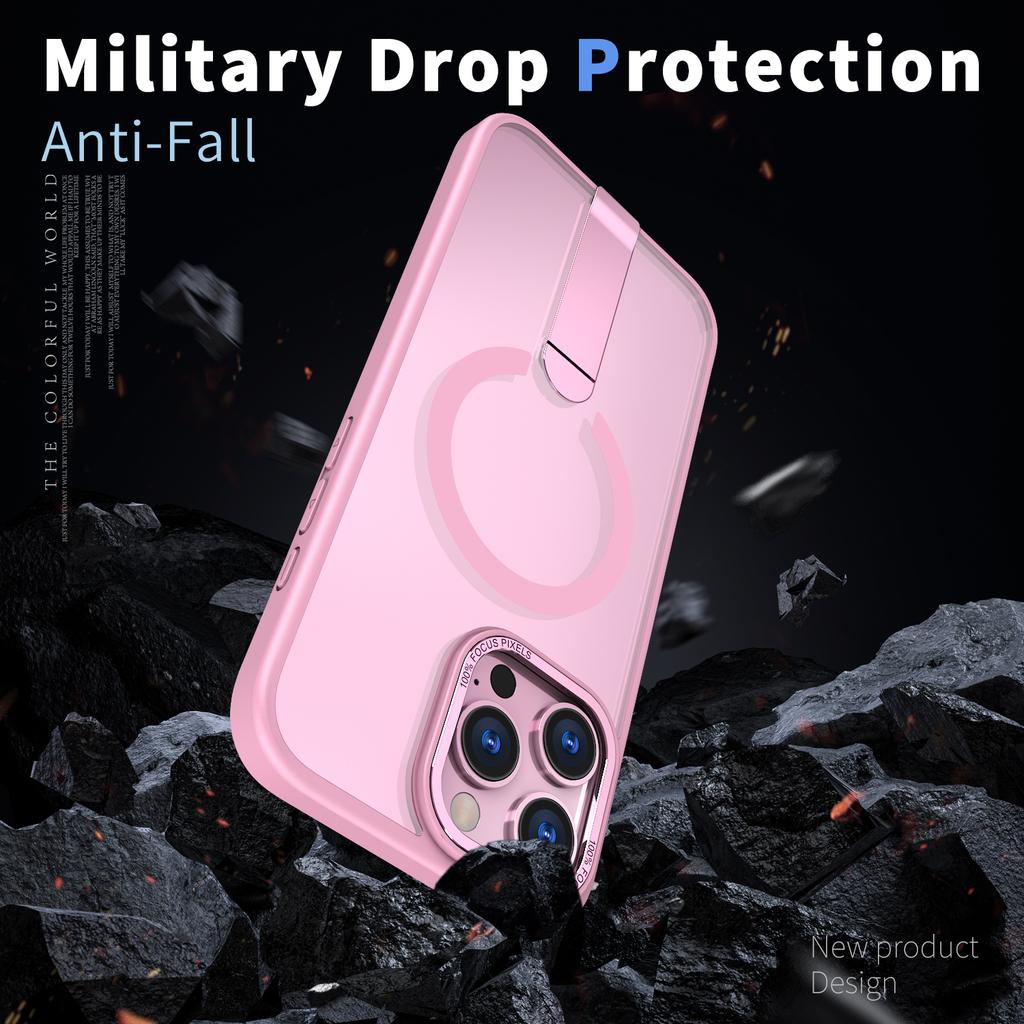 For iPhone 16 Pro Case Compatible with MagSafe Kickstand TPU + Acrylic Phone Cover