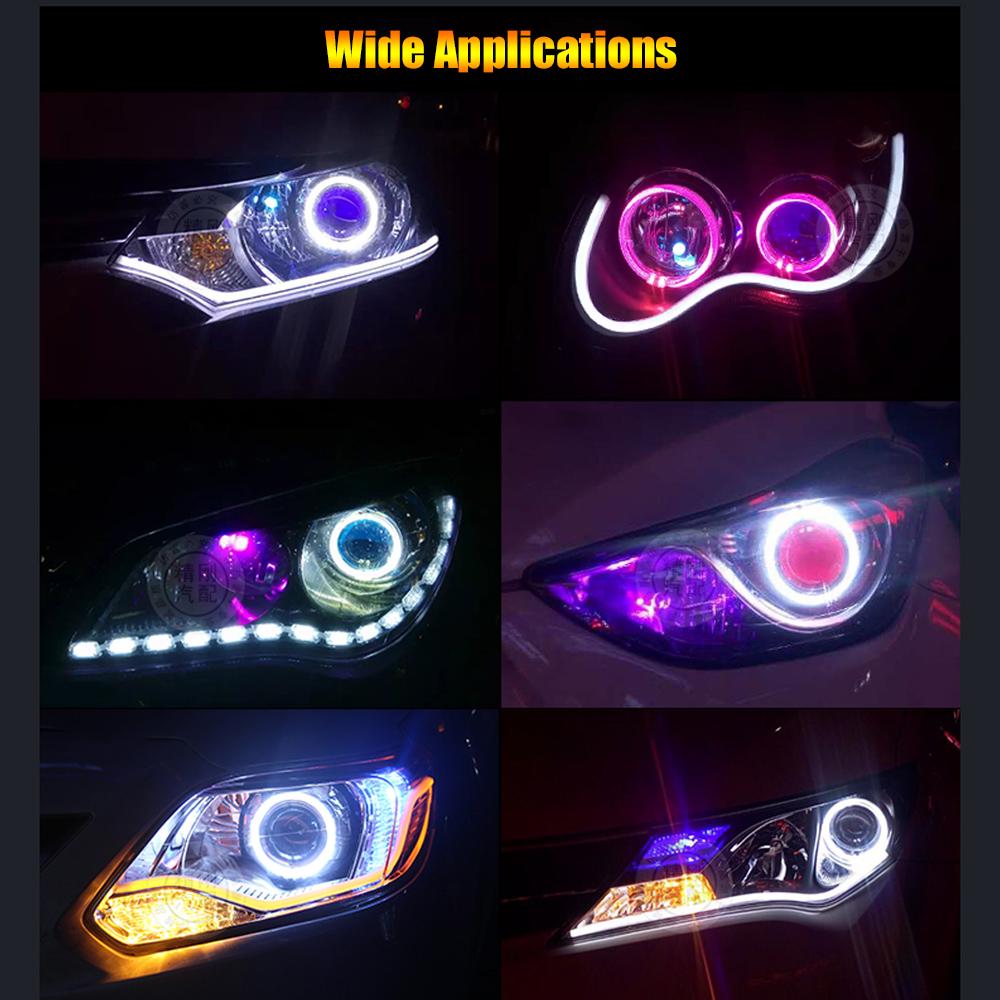 DC12V 10W 2 * 80MM RGB Разноцветные светодиодные ангельские глазки Halo Ring SMD5050 с пультом дистанционного управления яркостью