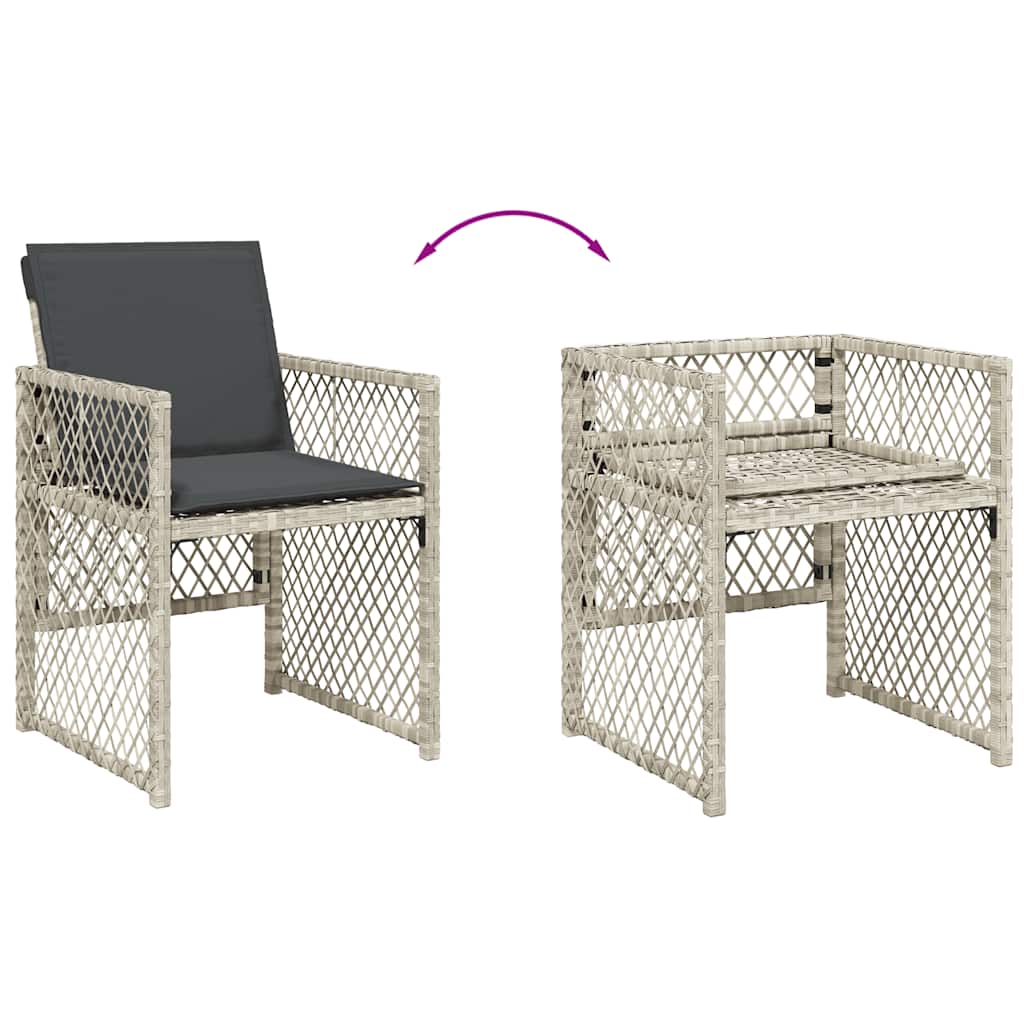 11 Piece Outdoor Dining Set with Cushions Light Grey Poly Rattan