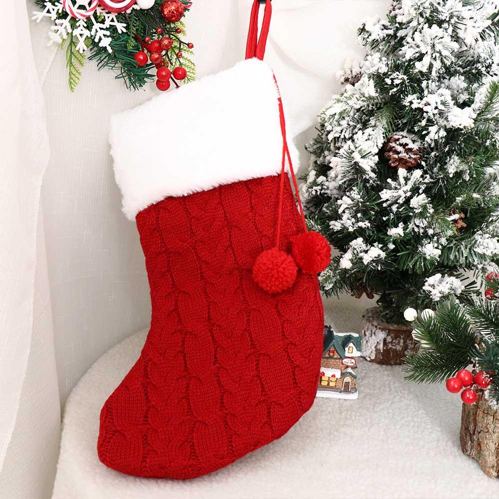 Красный/зеленый/белый рождественский вязаный чулок большой емкости подвеска на елку Новый год