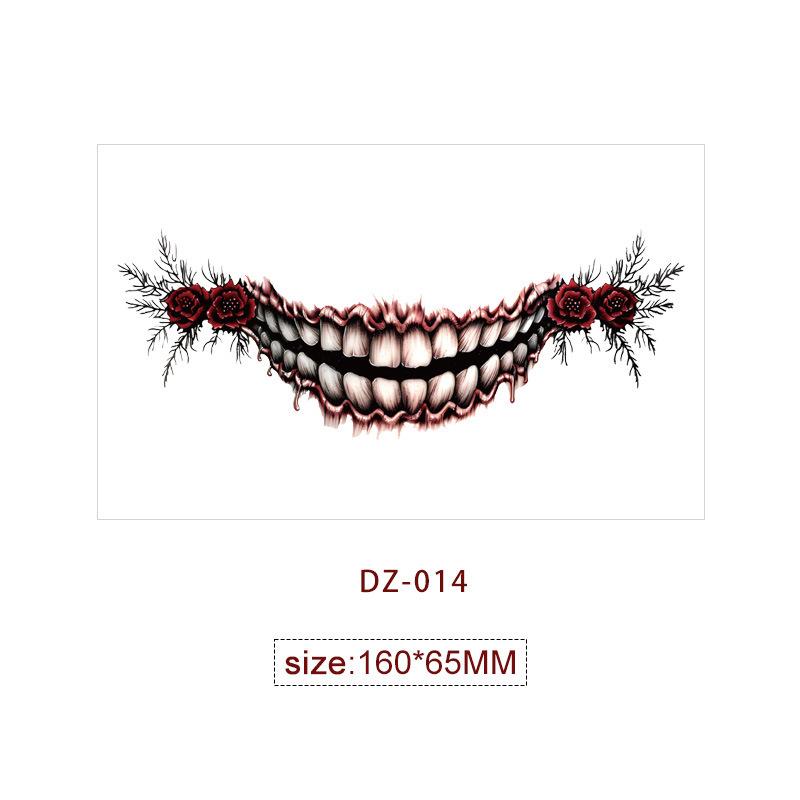 Halloween Mouth Tattoo Scary Clown Face Stickers Creepy Temporary Tattoos Waterproof Party Makeup Costume Props