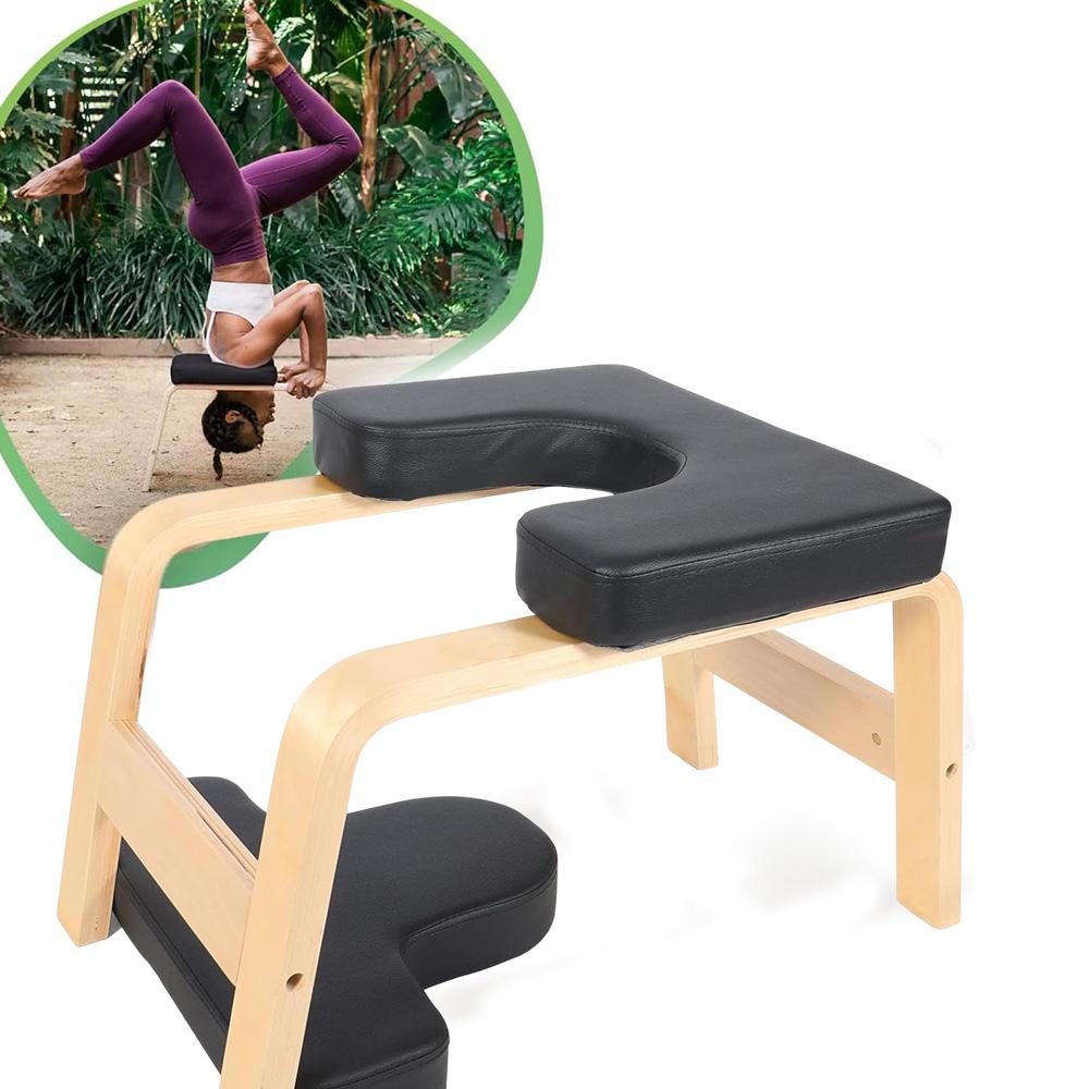 Скамья для йоги, стойка на голове, инверсионная скамья для йоги с деревянной рамой и полиуретановыми подушками, тренировка равновесия для снятия усталости, нагрузка 330 фунтов