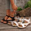 Foreign Trade New Slope Heel Platform Sandals Women's Large Size One-word with Fish Mouth Velcro Beach Sandals