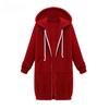 Autumn and Winter Women‘s European and American Hooded Long-sleeved Mid-length Sweatshirt and Fleece Long Coat