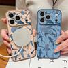 Чехол с рисунком мультяшных акул Для iPhone 17 Pro Max Магнитный Для Magsafe Покрытие с ощущением кожи Для iPhone 16 15 14 13 Pro Max