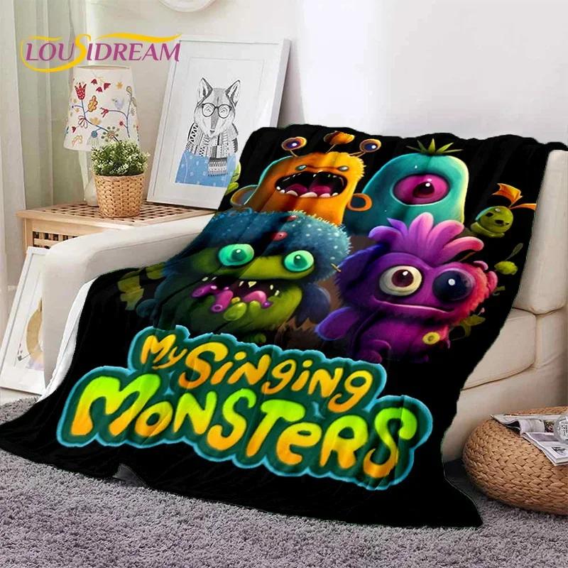 Игровое одеяло My Singing Monsters Мультяшное Мягкое Фланелевое для Кровати Спальни Дивана Пикника, Плед для Покрытия на Улице Повседневный Подарок
