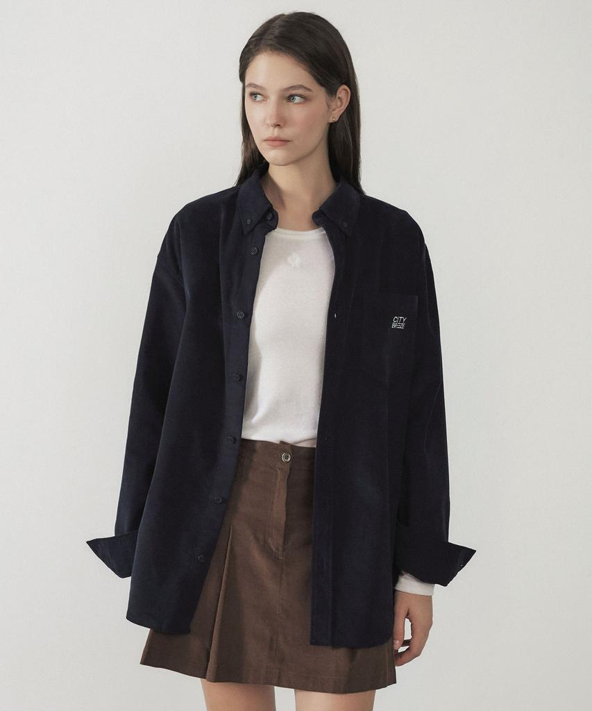 CITYBREEZE Corduroy Oversized Pocket Shirt_Navy