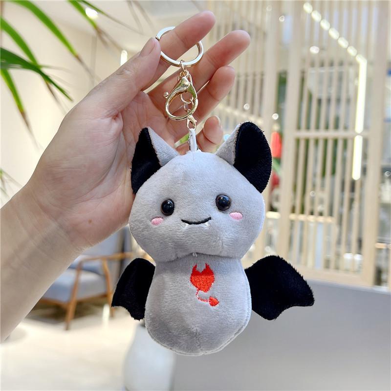 Cute Bat Plush Keychain Mini Soft Stuffed Animal Toy Doll Keyring Bag Backpack Charm Boys Girls Halloween Gift Decor