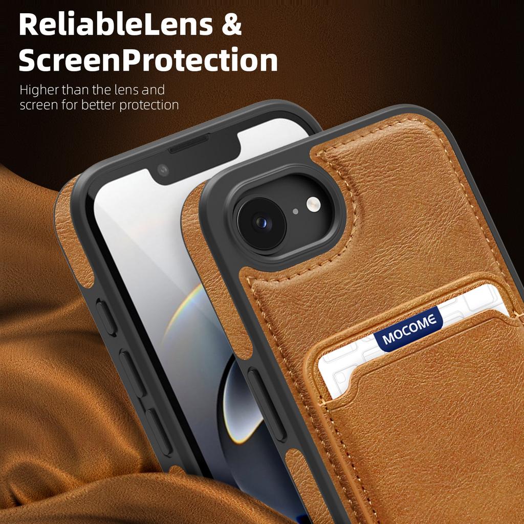 For iPhone 16e Magnetic Case with Detachable Card Holder TPU+PU Leather Phone Back Cover