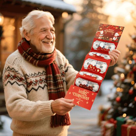 Рождественские конверты для денежных подарков с 6 отделениями, держатель для денег сделай сам и