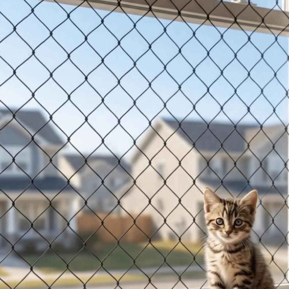 Durable Cat Window Sill Fence Plastic Pet Anti-Fall Mesh Pet Balcony Protective Net  Window
