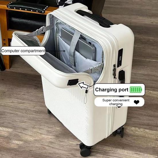 20-дюймовый чемодан для ручной клади с жестким корпусом, устойчивым к царапинам, с карманом на молнии и USB-интерфейсом