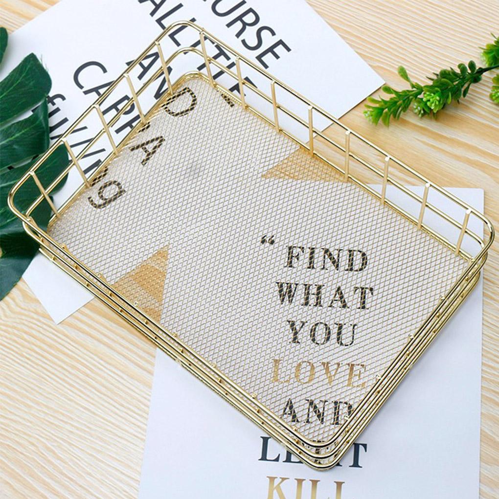 Корзина для хранения размера S/L, золотая железная корзина для хранения, многофункциональный сетчатый настольный органайзер для хранения плетеных принадлежностей для дома