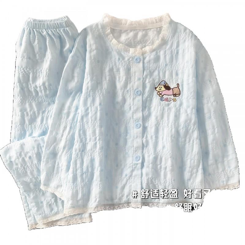 Girls Cotton Pajama Set Long Sleeve Princess Style Home Wear 2026 Kids Sleepwear