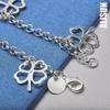 925 Sterling Silver Clover Flower Pendant Bracelet Chain Fashionable Wedding Jewelry
