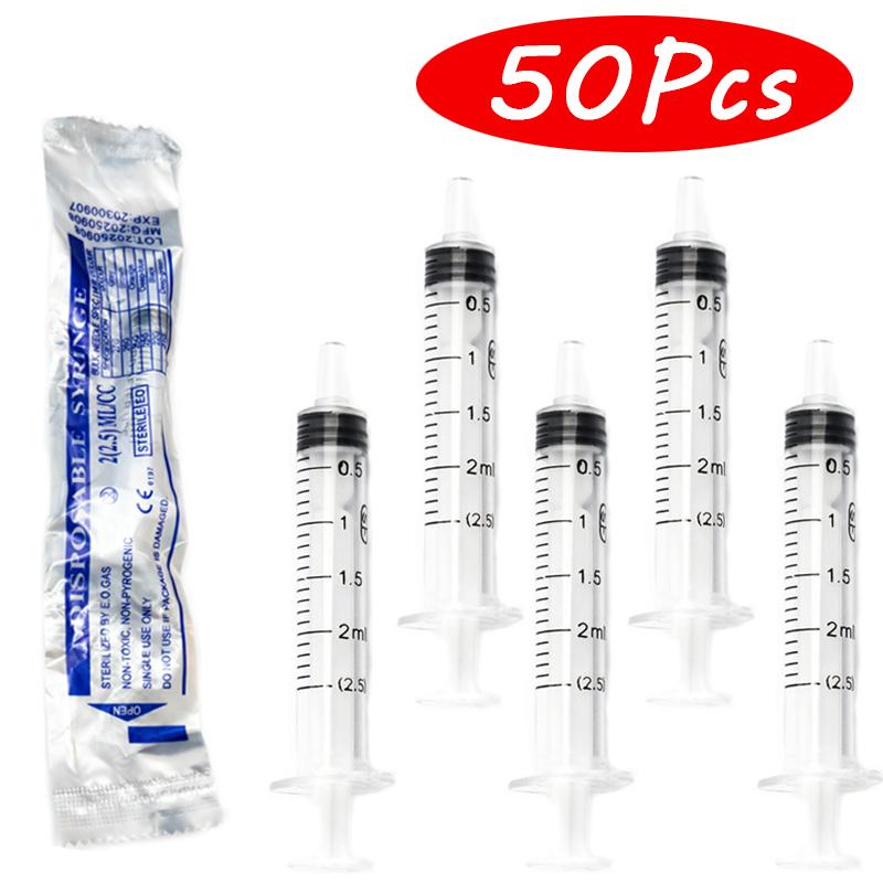 5-100 Pcs 2/2.5ml Plastic Syring Individually Packaged Nutrient Syringe Measuring For Animal Food Feeding Tools Without Needles