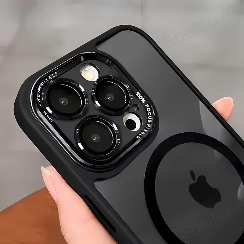 Роскошный магнитный металлический бампер Защитный чехол Shelluxe для IPhone 16 15 14 Plus 13 12 Pro Max Чехлы Полупрозрачная жесткая накладка для телефона