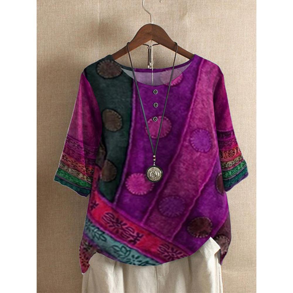 GMXIA Women's Loose Fashion Loose Digital Print Casual Top