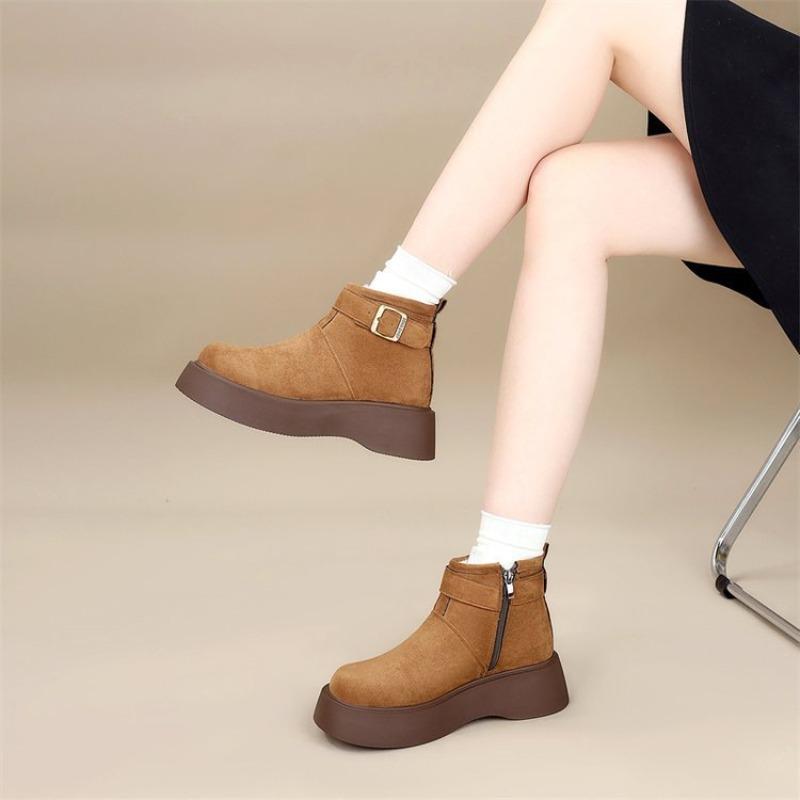 Thick-soled Suede Martin Boots Women's New Winter Velvet Warm and Tall and Thin Snow Boots