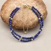 3MM Double Layer Natural Lapis Lazuli Beads Magnetic Buckle Gold Plated Charm Strand Bracelets Handmade Women Jewelry