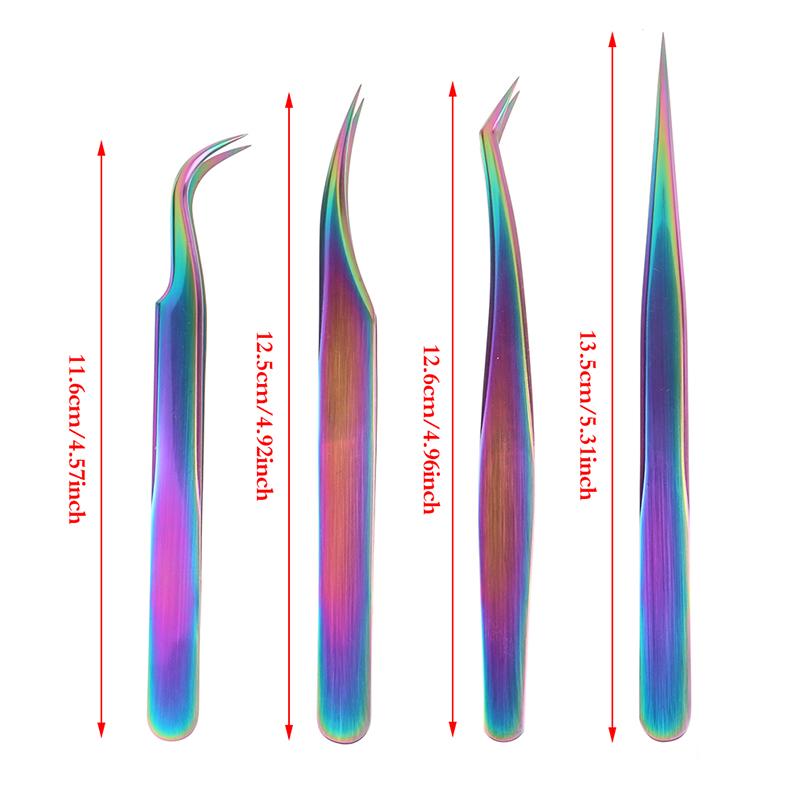 1Pc Multicolor Stainless Steel Eyelashes Tweezers Curved Straight For Eyelash Tongs False Clip Professional For Lashes Extension Tools