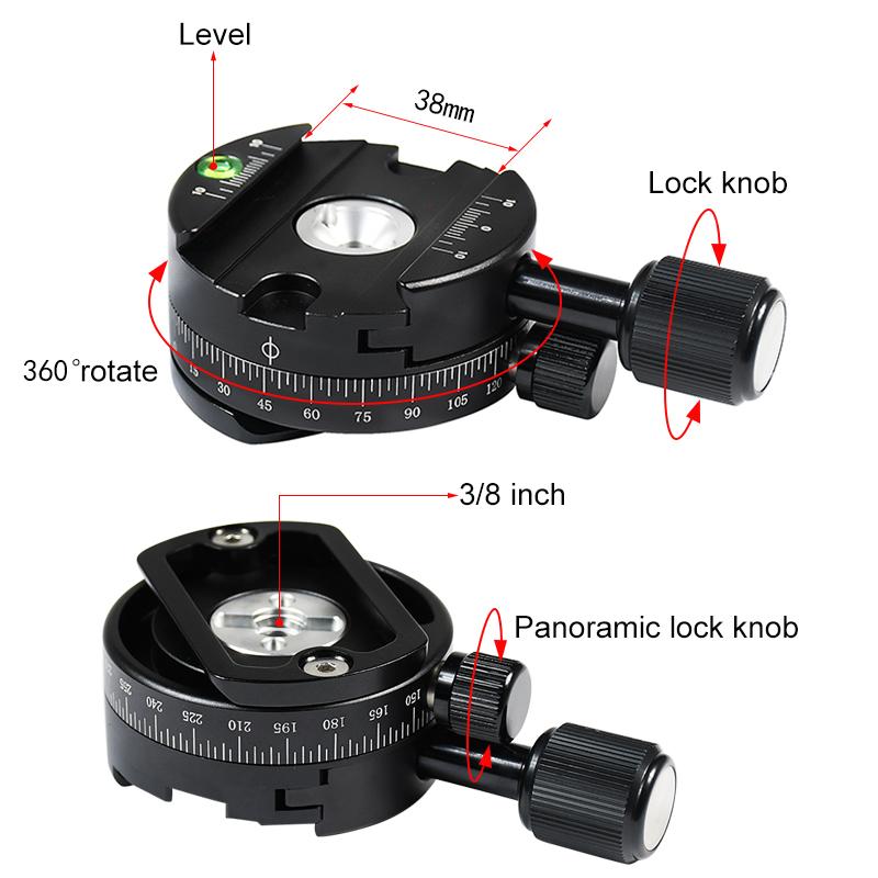 SLR Camera Clamp Tripod Ball Head Quick Release Clamp panoramic 360 ° rotating Camera Monopod Adapter Photography Accessories