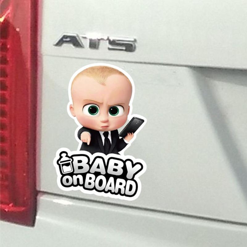 Забавная наклейка "Boss Baby: Малыш в машине", Водонепроницаемая виниловая декаль, Мультяшный знак безопасности для бампера или окна автомобиля