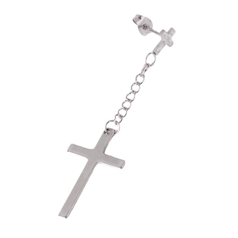 SImple Classic Cross Tassel Pendant Earrings Stainless Steel Fashion Geometric Drop Ear Jewelry Party Gifts For Women Girls