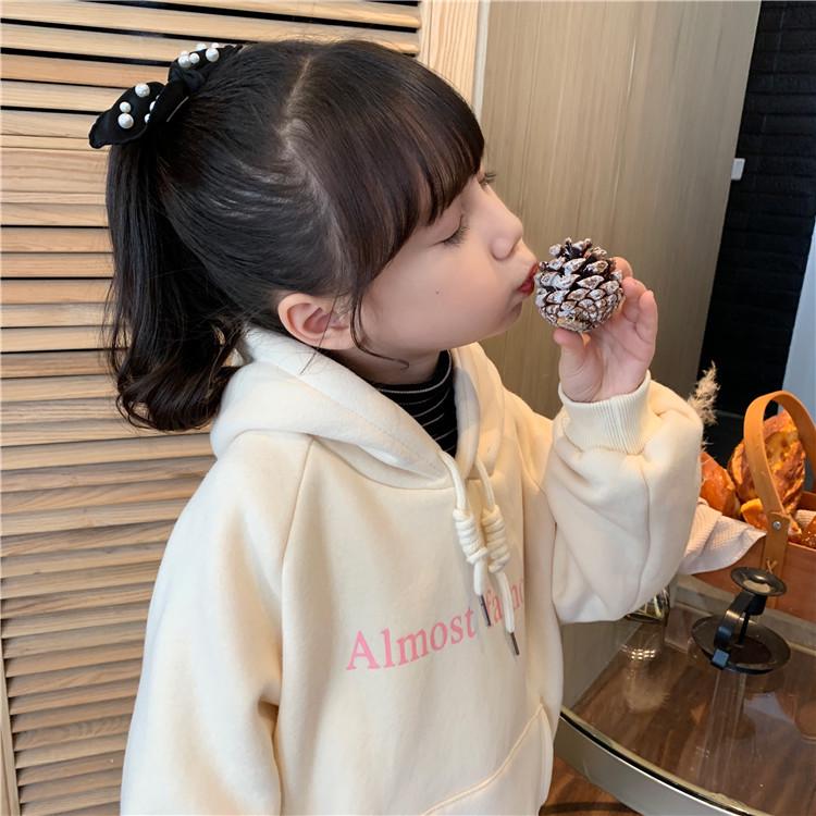 Children's Hooded Fleece Sweatshirt: Spring & Autumn Velvet-Thickened Dopamine Top for Girls