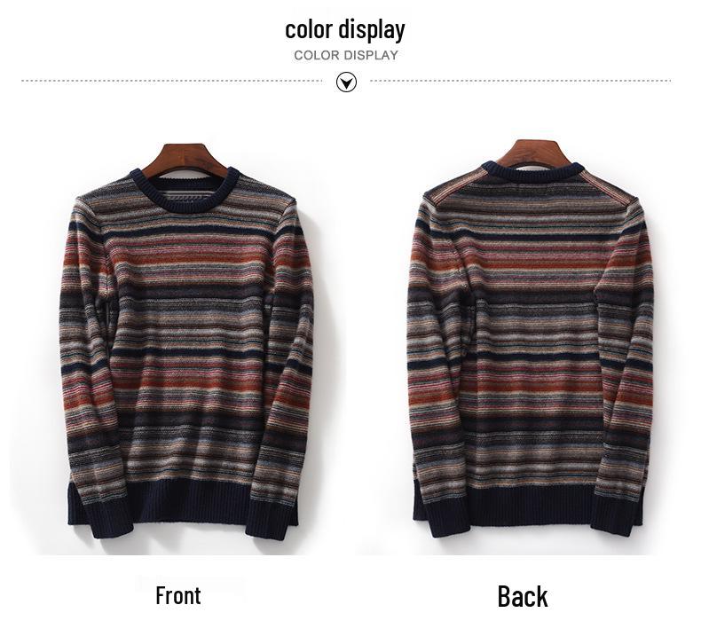 Men's Retro Striped Cashmere Sweater - 2022 Autumn/Winter Collection