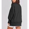 Women S Casual Loose Fit Round Neck Sweatshirt With Asymmetrical Hem And Side Slit