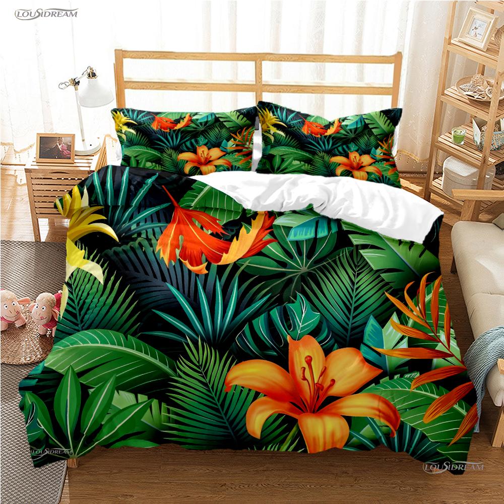 Tropical Leaf Casal All Season Duvet Cover Comforter Bedding Sets Soft Quilt Cover and Pillowcases Boys Single/Double/Queen/King