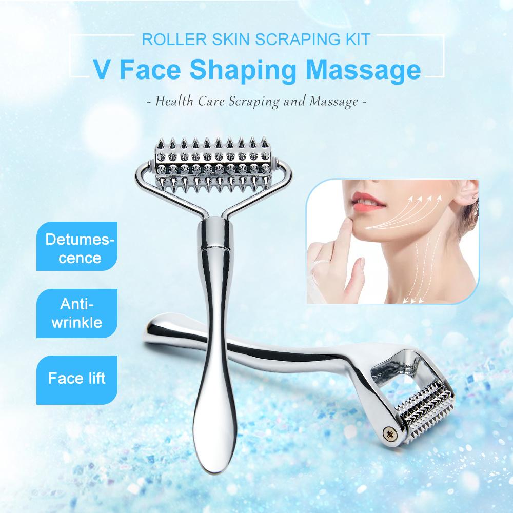 Premium Stainless Steel Facial Massage Roller Set - Deep Tissue Massage Tool for Face, Body, and SPA Care - Acupressure Massager