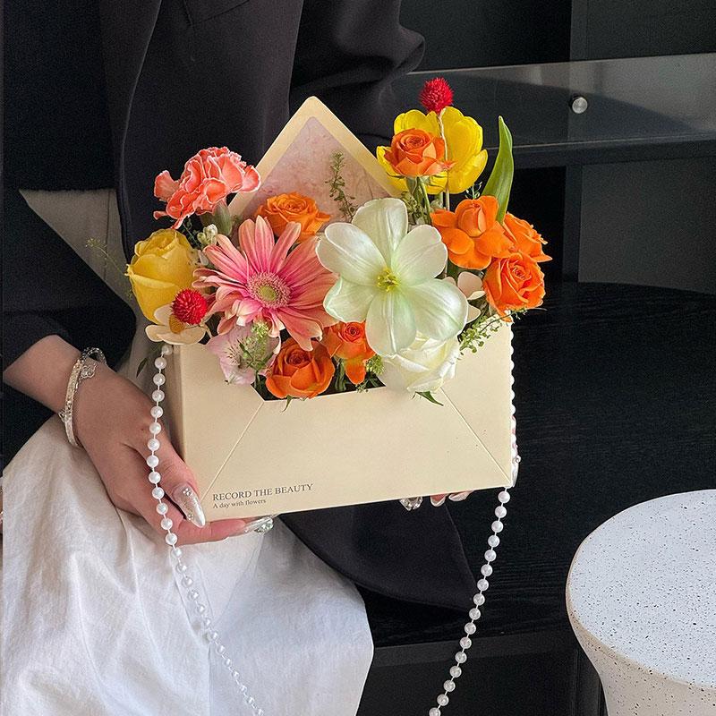 5Pcs Envelope Gift Box DIY Envelope Gift Paper Eco-Friendly Flower Box Bouquet Wrapping Printing
