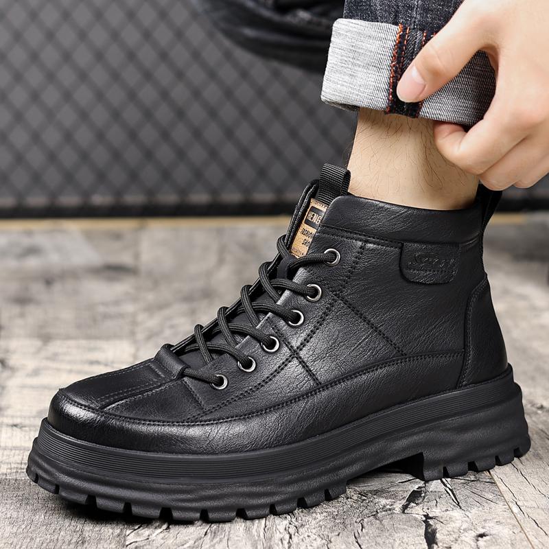 Новые дизайнерские ботинки челси из коровьей кожи для мужчин, осенне-зимние теплые туфли на платформе, мужские модные повседневные ботильоны для мужчин