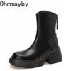 Fashion Chunky Women Black Short Boots Fashion Back Zippers Shoes Autumn Winter Square Heel Women's Ankle Booties