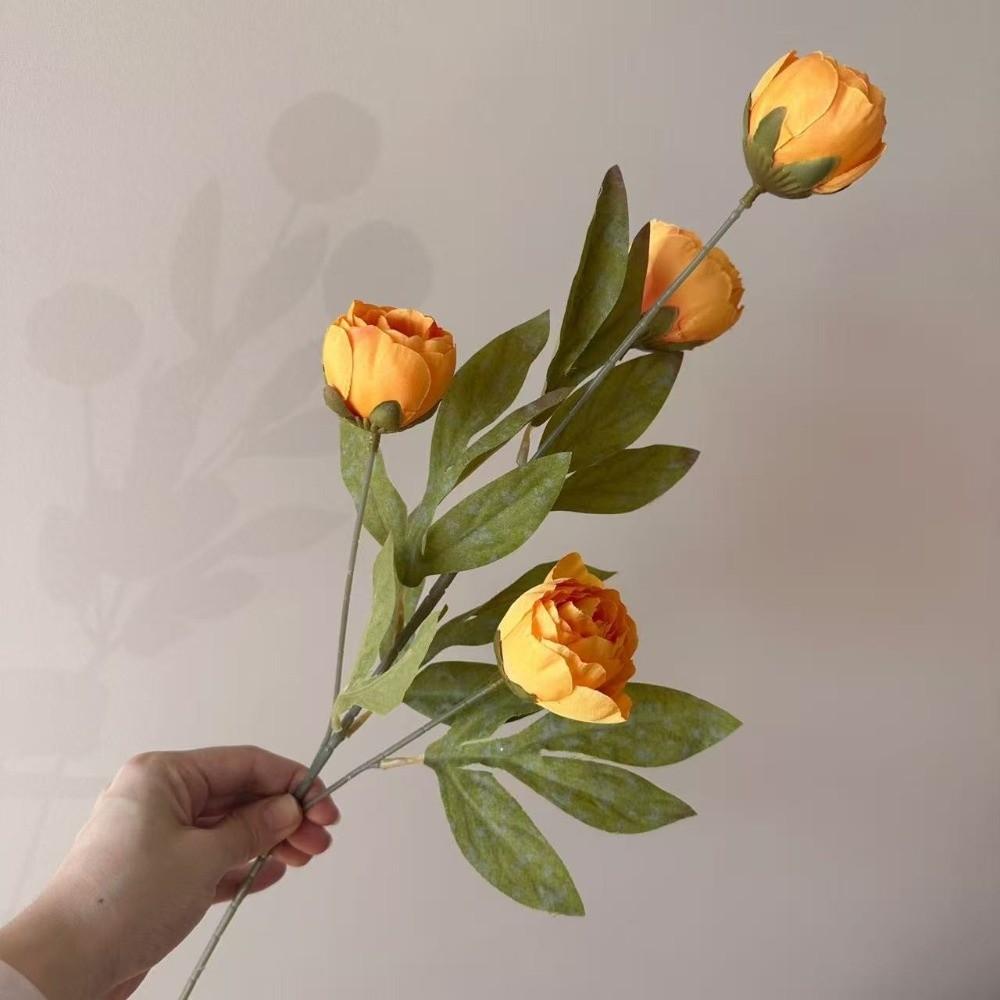 1Pc Realistic Artificial Peony Bouquet Long Stem Faux Peony Branch Party Wedding Bride Decoration