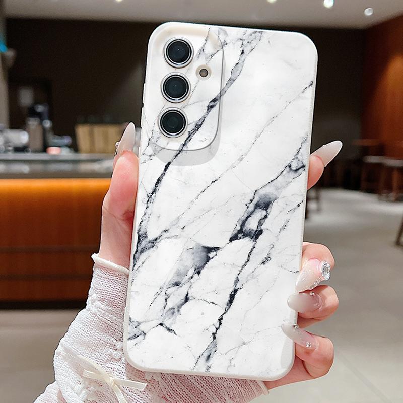 Чехол с узором под белый мрамор для Samsung S26 Ultra S25 A18 S24 S23 S22 S21 FE A15 A16 A17 A35 A36 A37 A54 A55 A56 A57 Силиконовый чехол с кожаной текстурой