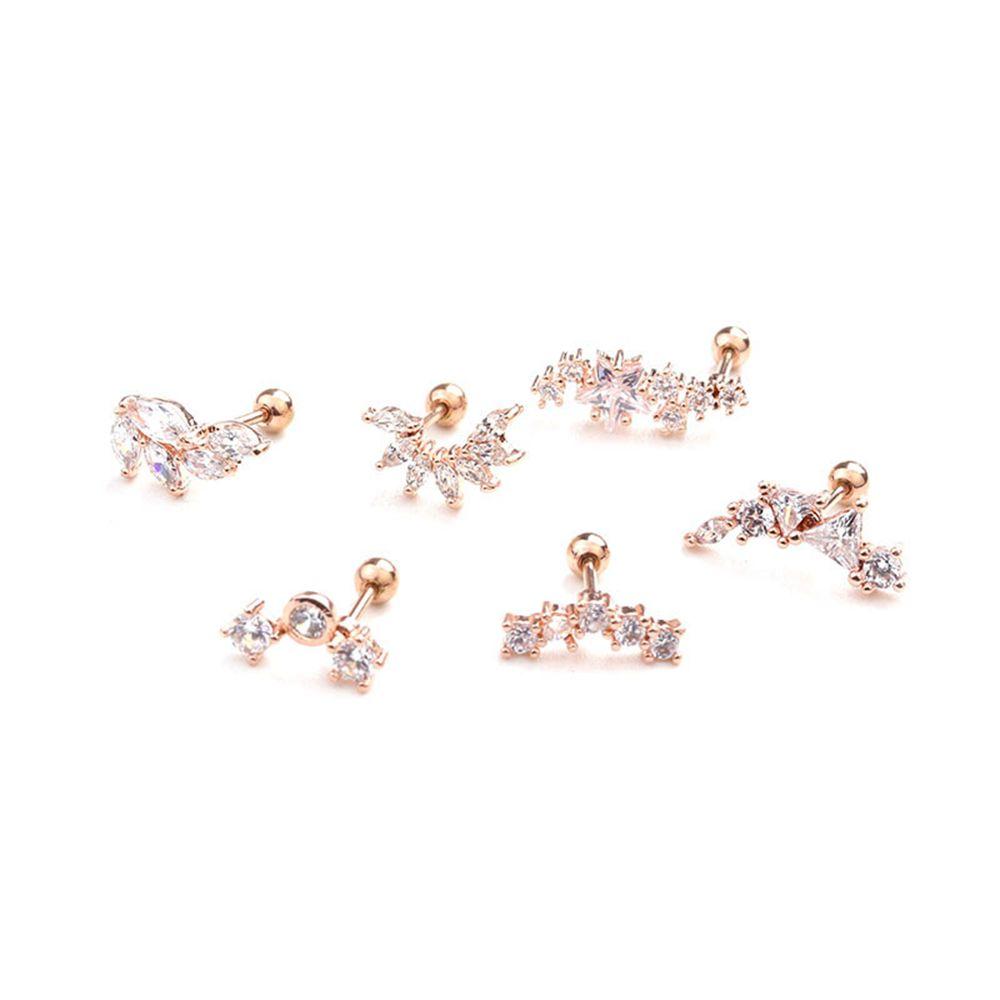 Body Jewelry Cz Zircon Star Leaves Cartilage Ear Stud Helix Tragus Piercing Earring Stainless Steel