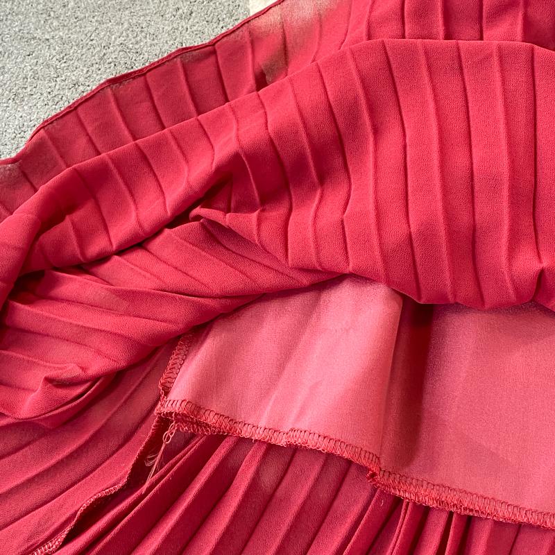 RUGOD Плиссированное платье с v-образным вырезом и вышивкой на талии в этническом стиле, темпераментное большое распашное платье