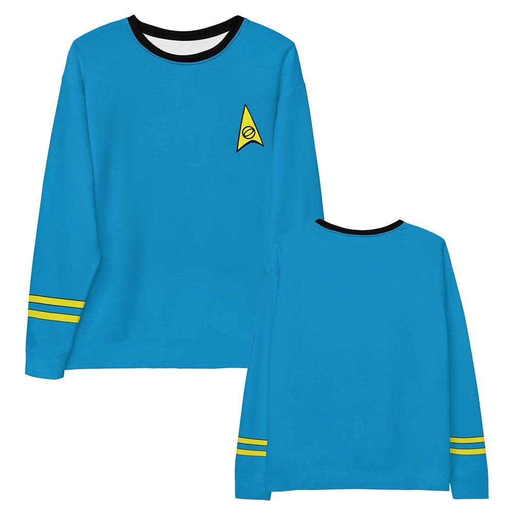 StarTrek Cosplay Long Sleeve T‑Shirt Unisex Retro Space Uniform Costume Top Men Women Couple Casual Shirt Fashion Print Clothes
