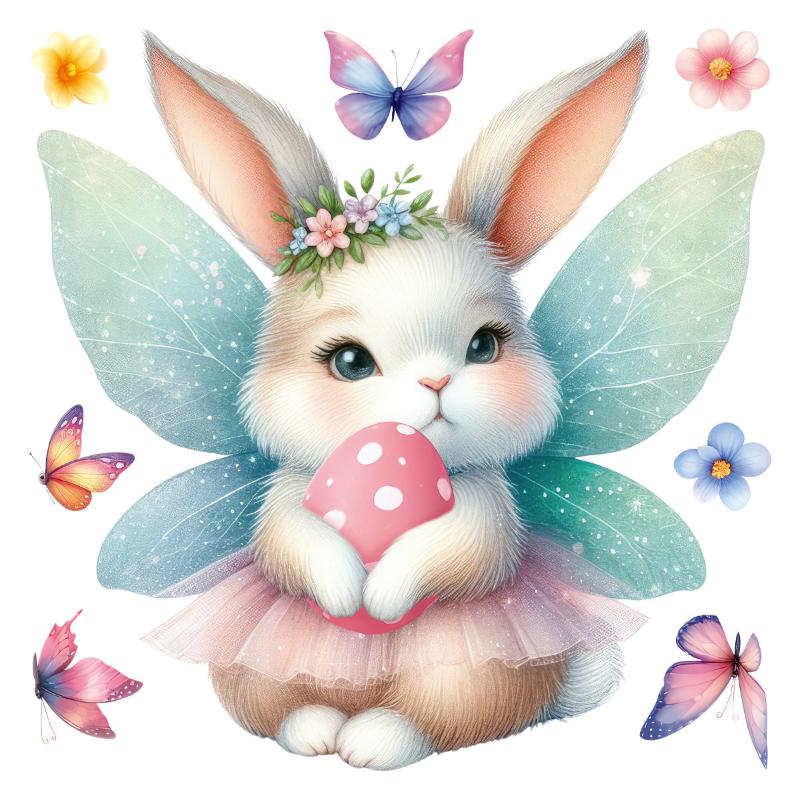 1 Sheet Cute Rabbit Egg Decals Easter Stickers Angel Rabbit Showcase Entrance Glass Electrostatic Patch Easter Party Decoration