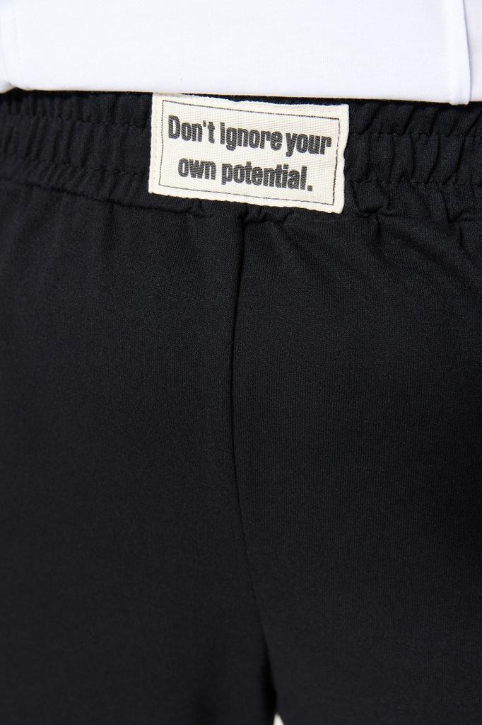 Women's Style Plus Size Shorts Bermudas Black Knitted Double Leg Label Detailed Knitted Shorts