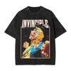 Invincible Gda Logo Graphic Tshirt Vintage Washed Superhero Anime Unisex Oversized Crew Neck Cotton Short Sleeve Tee Tops